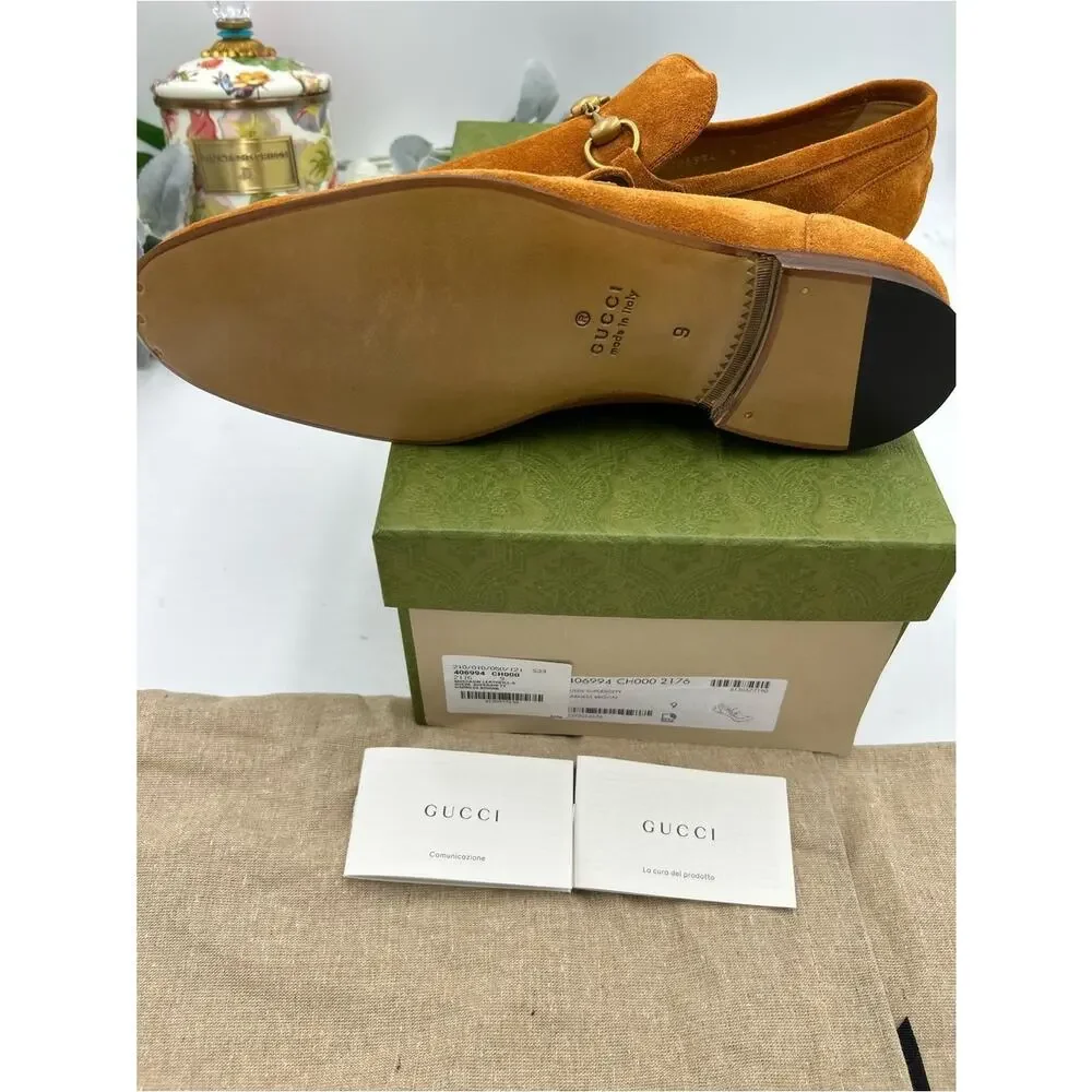 Men's Gucci suede JORDAAN horse bit loafer size 9 fits 9.5 US made in Italy